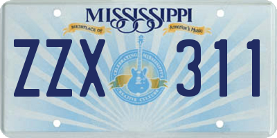 MS license plate ZZX311