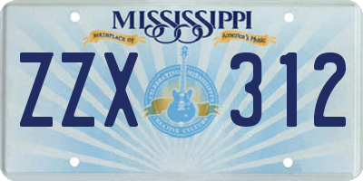 MS license plate ZZX312