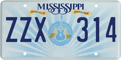 MS license plate ZZX314