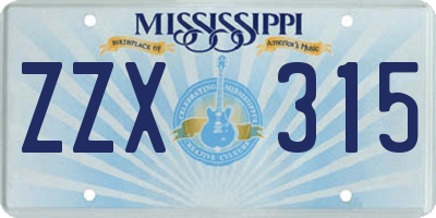 MS license plate ZZX315