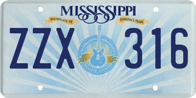 MS license plate ZZX316