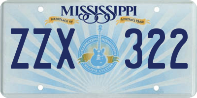 MS license plate ZZX322