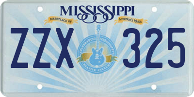 MS license plate ZZX325