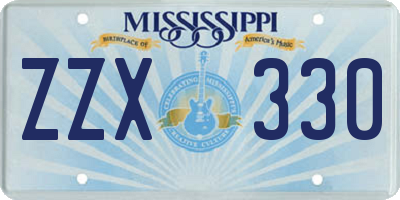 MS license plate ZZX330