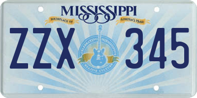 MS license plate ZZX345