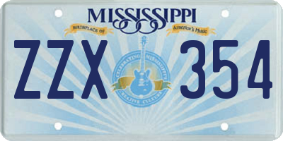 MS license plate ZZX354