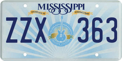 MS license plate ZZX363