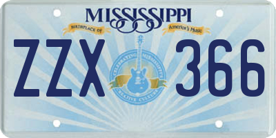 MS license plate ZZX366