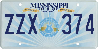 MS license plate ZZX374