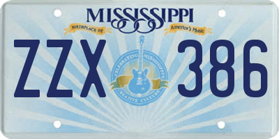 MS license plate ZZX386