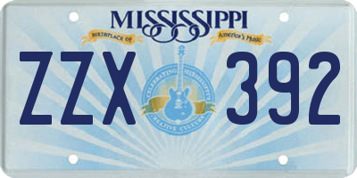 MS license plate ZZX392