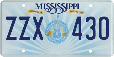 MS license plate ZZX430
