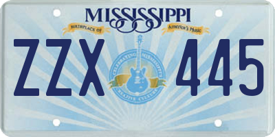MS license plate ZZX445