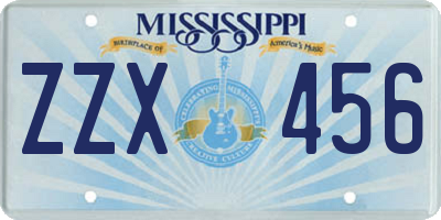 MS license plate ZZX456