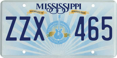 MS license plate ZZX465
