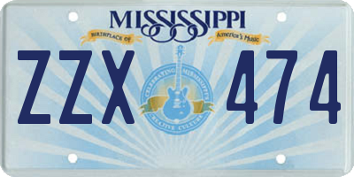 MS license plate ZZX474