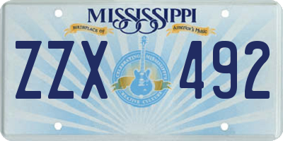 MS license plate ZZX492