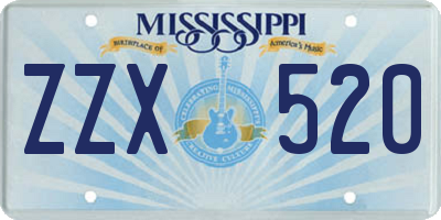 MS license plate ZZX520