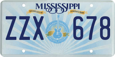 MS license plate ZZX678