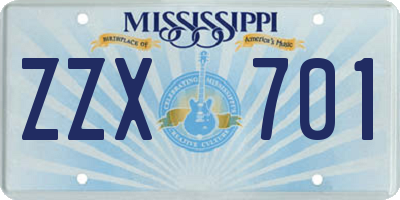 MS license plate ZZX701