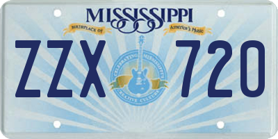 MS license plate ZZX720