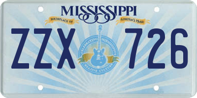 MS license plate ZZX726