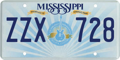 MS license plate ZZX728