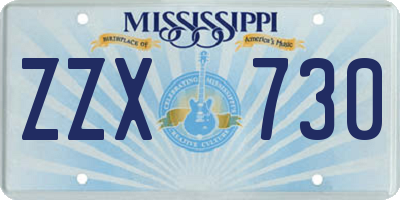 MS license plate ZZX730