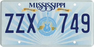 MS license plate ZZX749