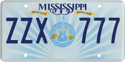 MS license plate ZZX777