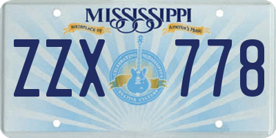 MS license plate ZZX778