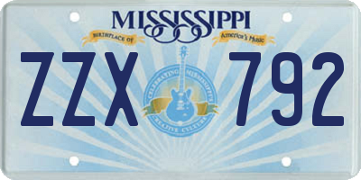 MS license plate ZZX792