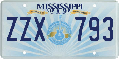 MS license plate ZZX793