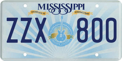 MS license plate ZZX800