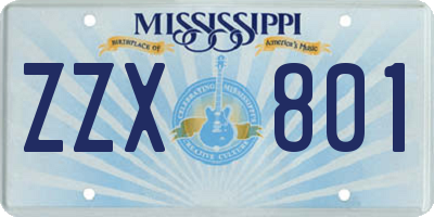 MS license plate ZZX801