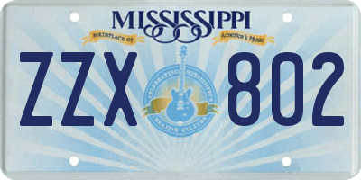 MS license plate ZZX802