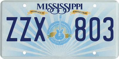 MS license plate ZZX803