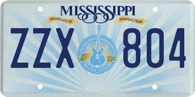 MS license plate ZZX804