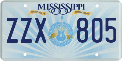 MS license plate ZZX805