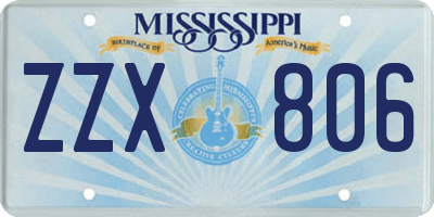 MS license plate ZZX806