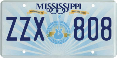 MS license plate ZZX808