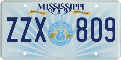 MS license plate ZZX809