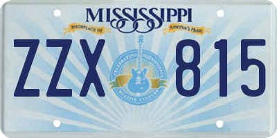 MS license plate ZZX815