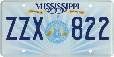 MS license plate ZZX822