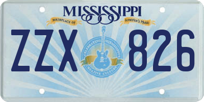 MS license plate ZZX826