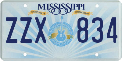 MS license plate ZZX834