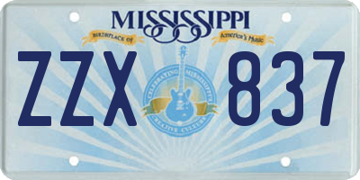 MS license plate ZZX837
