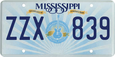 MS license plate ZZX839