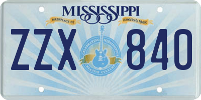 MS license plate ZZX840