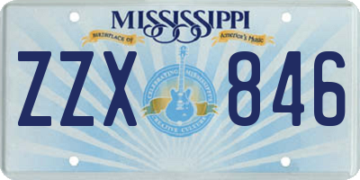 MS license plate ZZX846